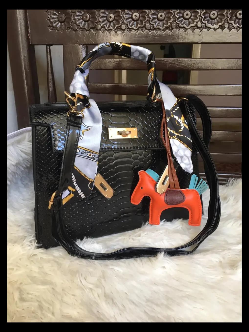 Kelly Style Bag with snake pattern