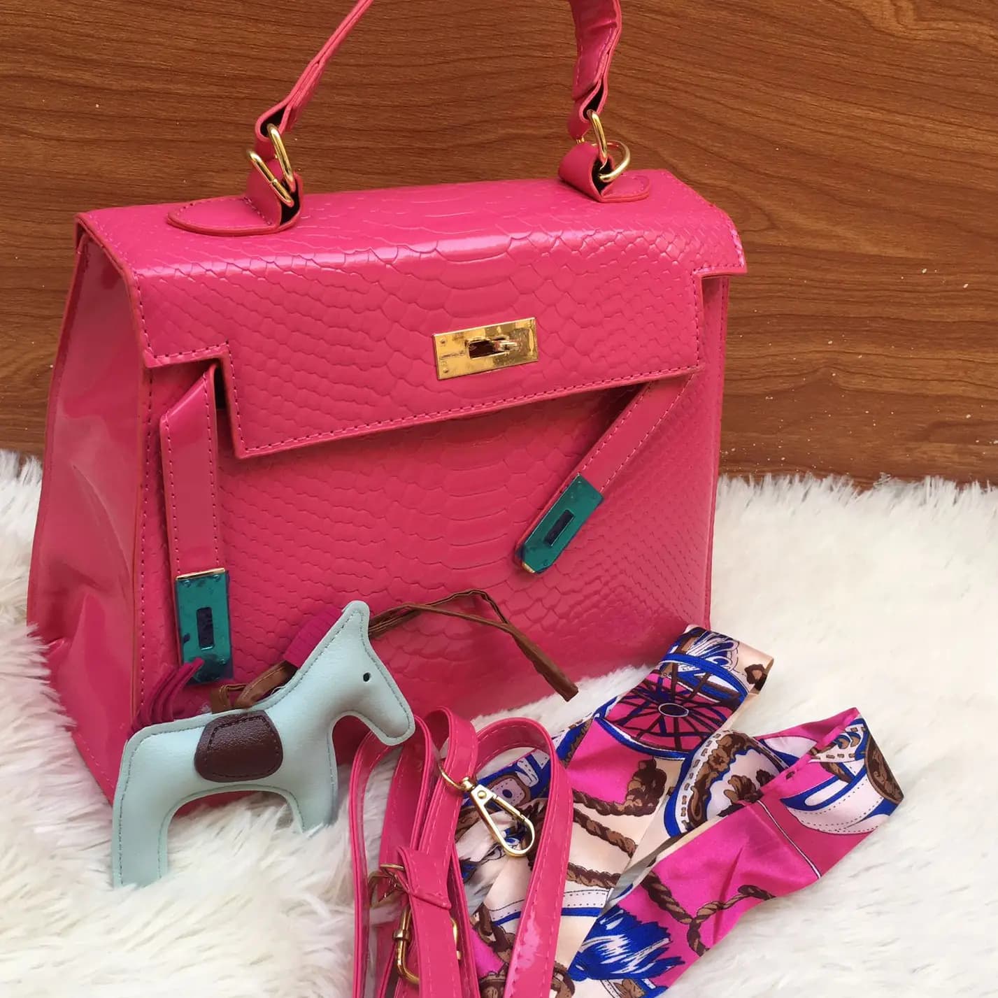 Kelly Style Bag with snake pattern