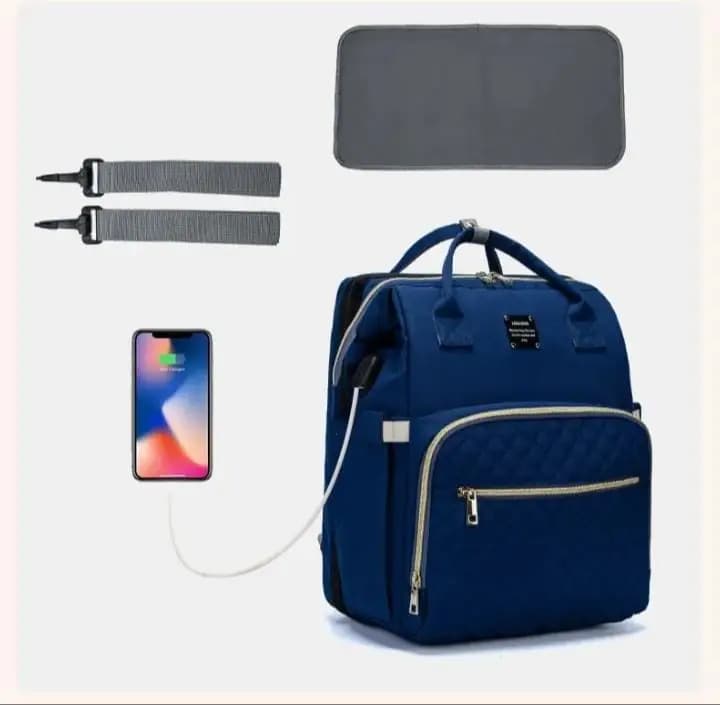 Lequeen Diaper Bag Baby Care Mummy Backpack 3 In 1 USB
