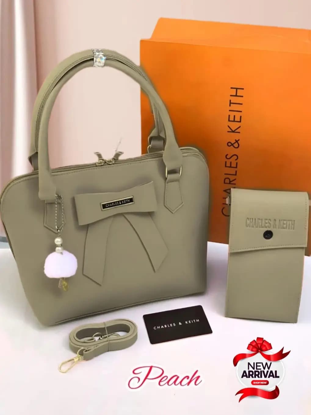  Charles & Keith   Bow 2 Pcs Bag Set for Girls 