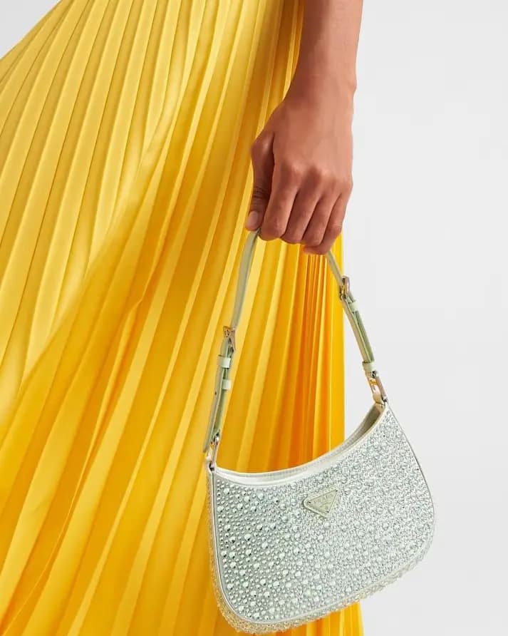 PRADA Cleo crystal-embellished shoulder bag Code-011