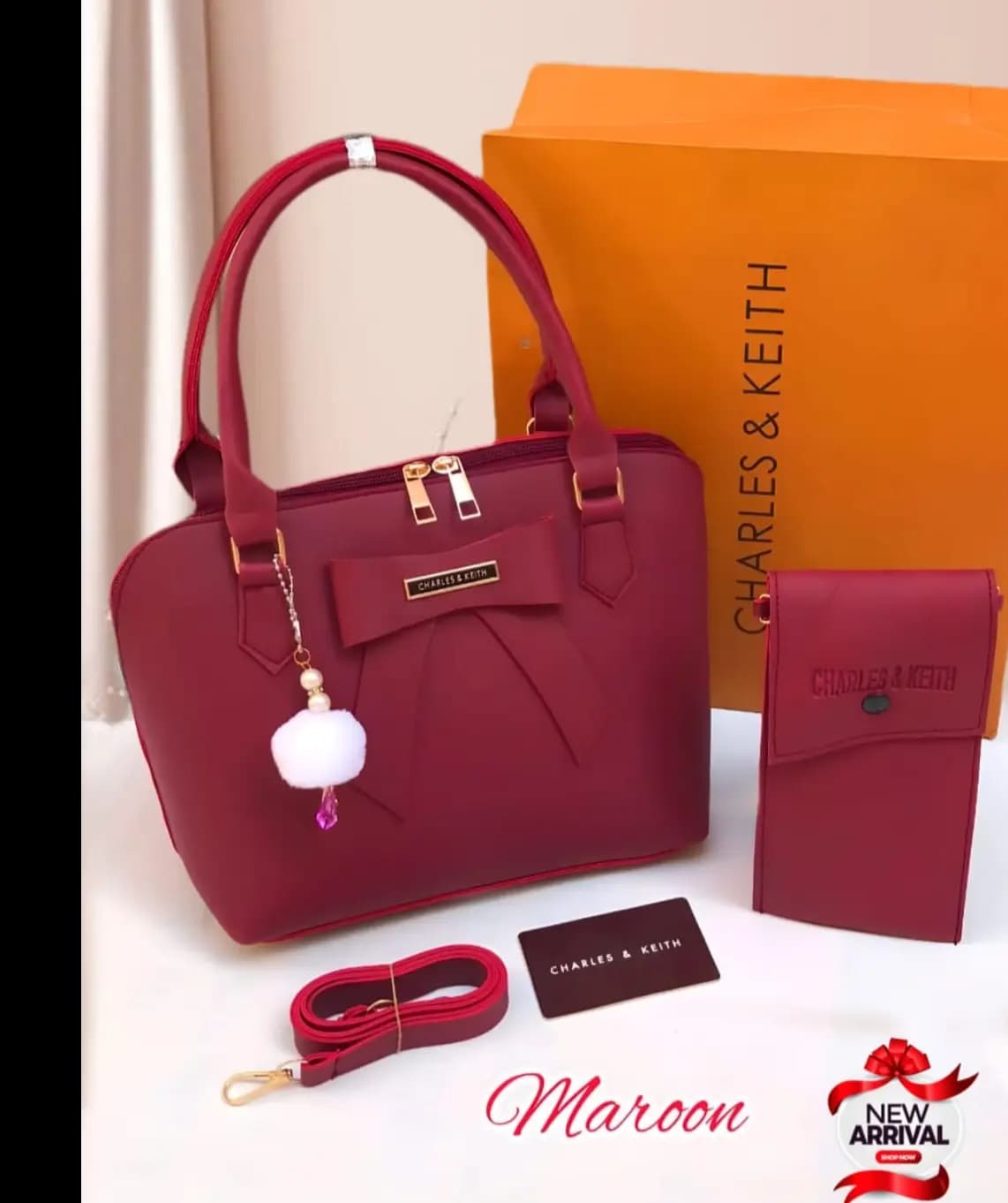  Charles & Keith   Bow 2 Pcs Bag Set for Girls 