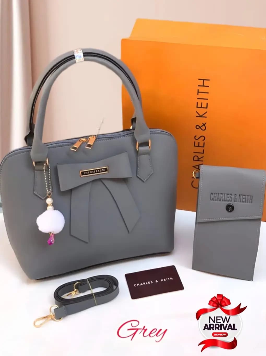  Charles & Keith   Bow 2 Pcs Bag Set for Girls 